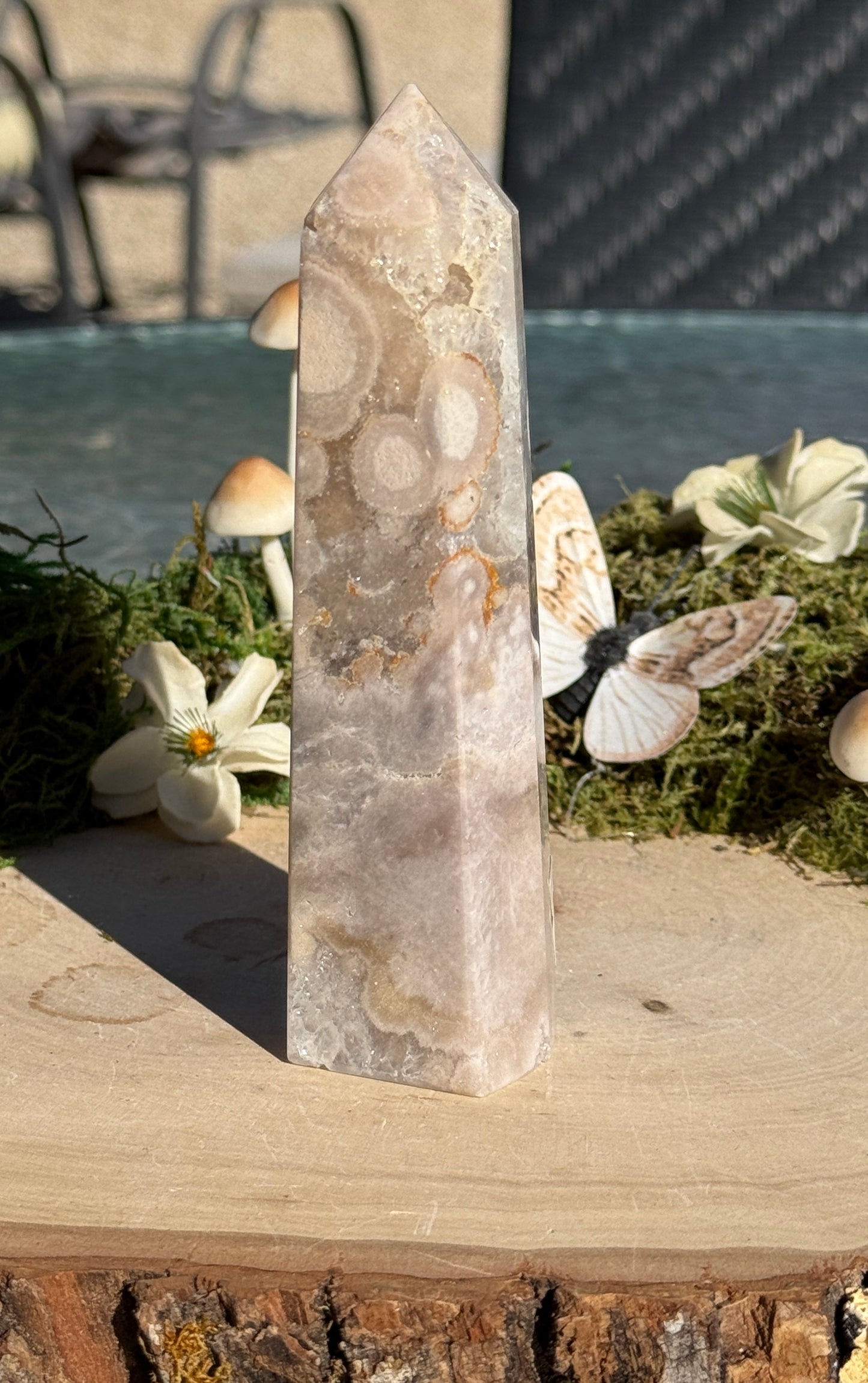 Pink Amethyst and flower tower