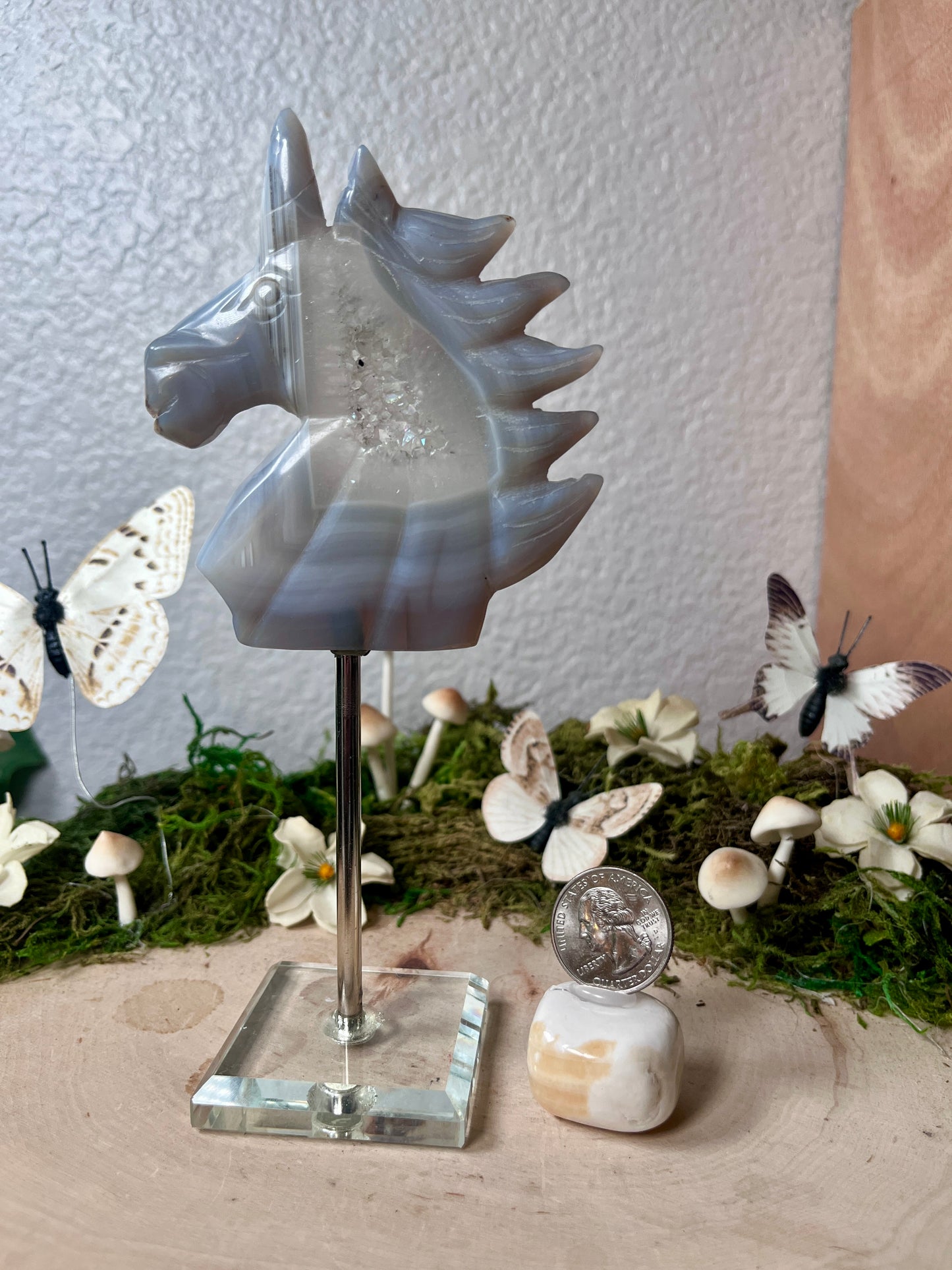 Druzy Agate Unicorn with Stand