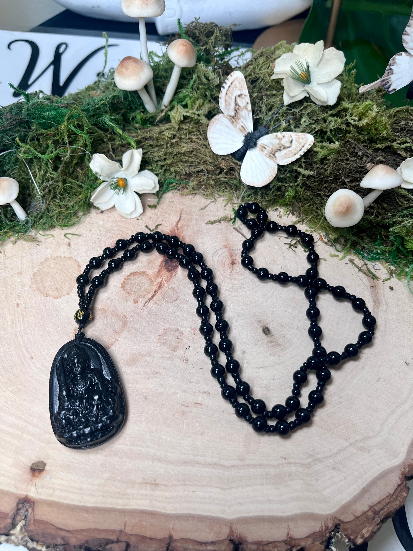 Obsidian Buddha Necklace