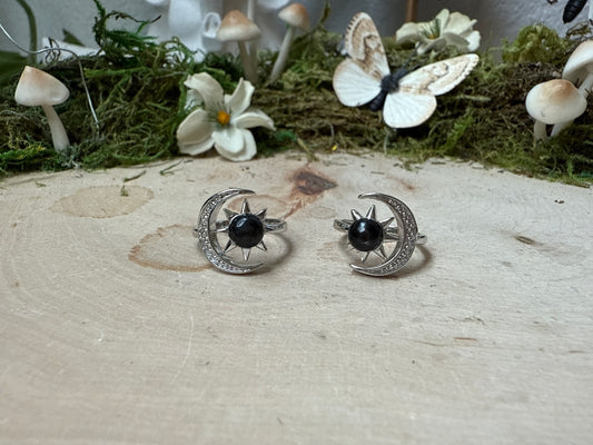 Hypersthene moon ring