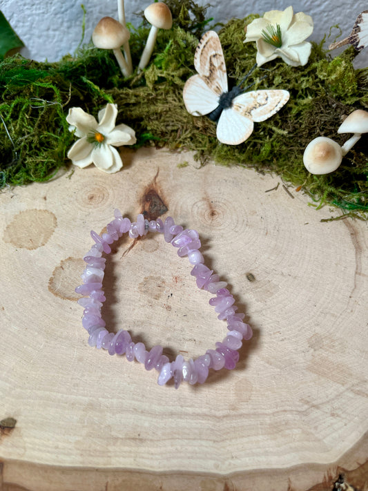 Kunzite chip bracelet