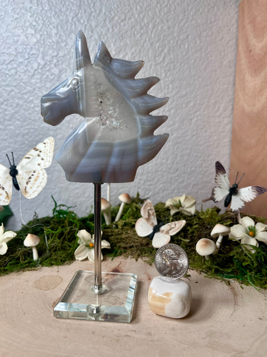 Druzy Agate Unicorn with Stand