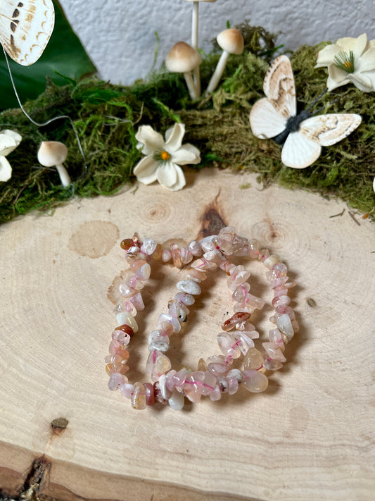 Flower Agate Chip Bracelet