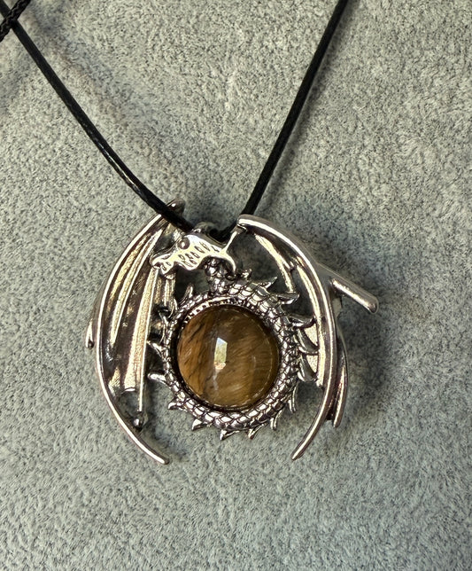 Tigers Eye Dragon Pendant