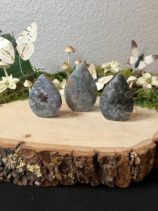 Moss Agate Tear Drops