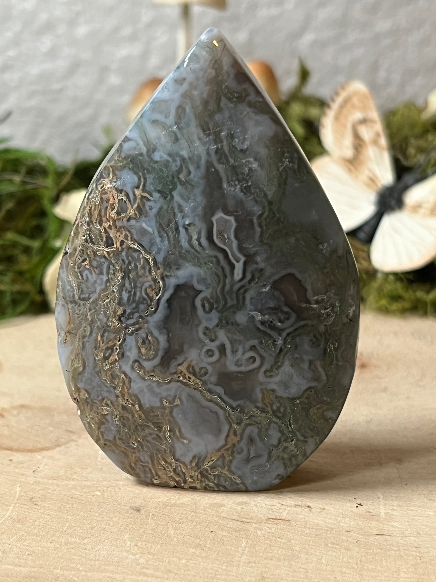Moss Agate Tear Drops
