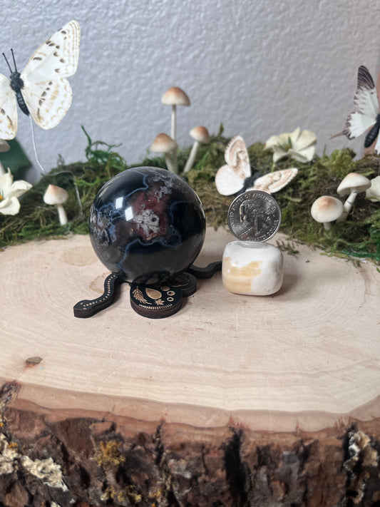 Black Flower Agate Sphere