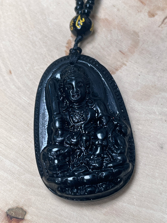 Obsidian Buddha Necklace